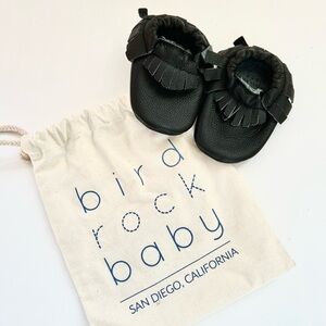 Bird Rock Baby Black leather Moccasins for toddler size 5.5